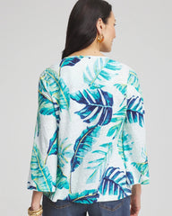 Chico's Tie-Front Forward Seam Top PARADISO BLUE
