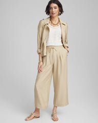 Chico's Printed Sweater Trim Linen Tee RIVER ROCK