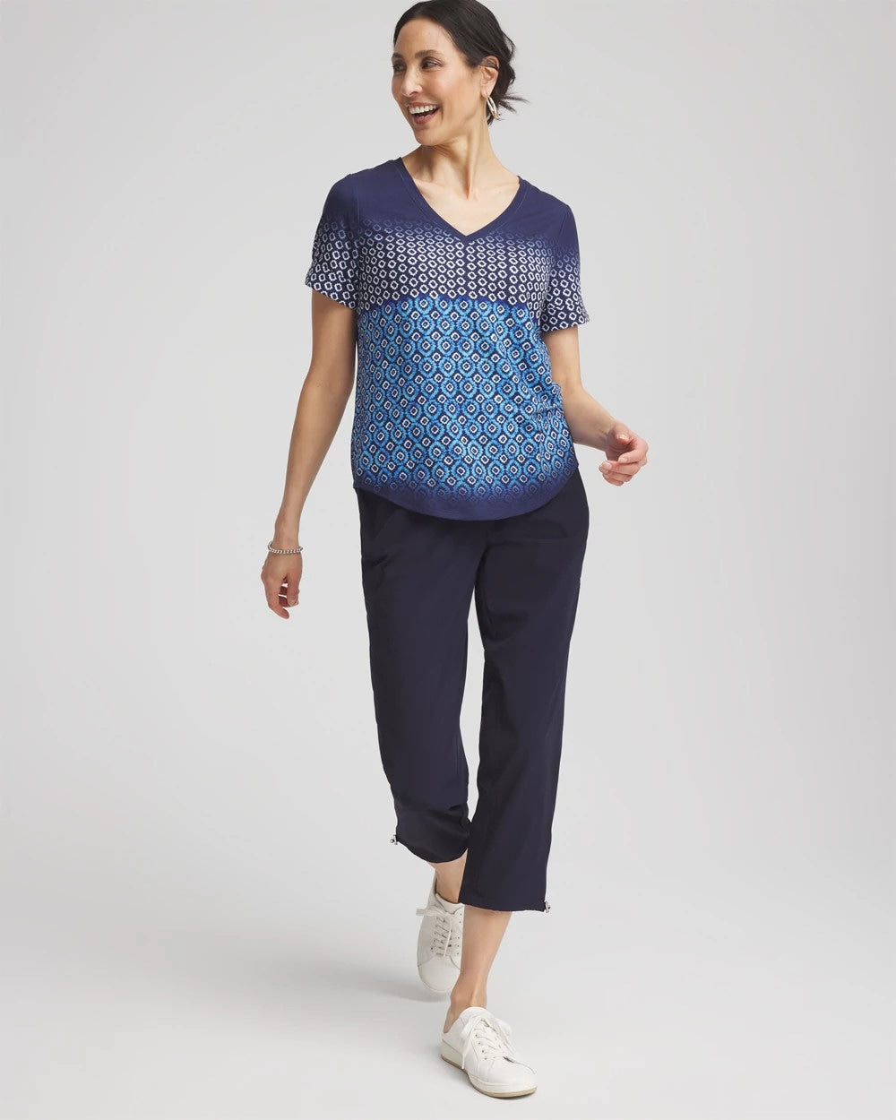 Chico's Zenergy® Graphic Ombre V-Neck Tee RICH COBALT