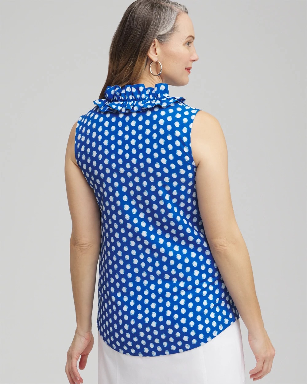 Chico's ® UPF Neema Dot Ruffle Tank INTENSE AZURE
