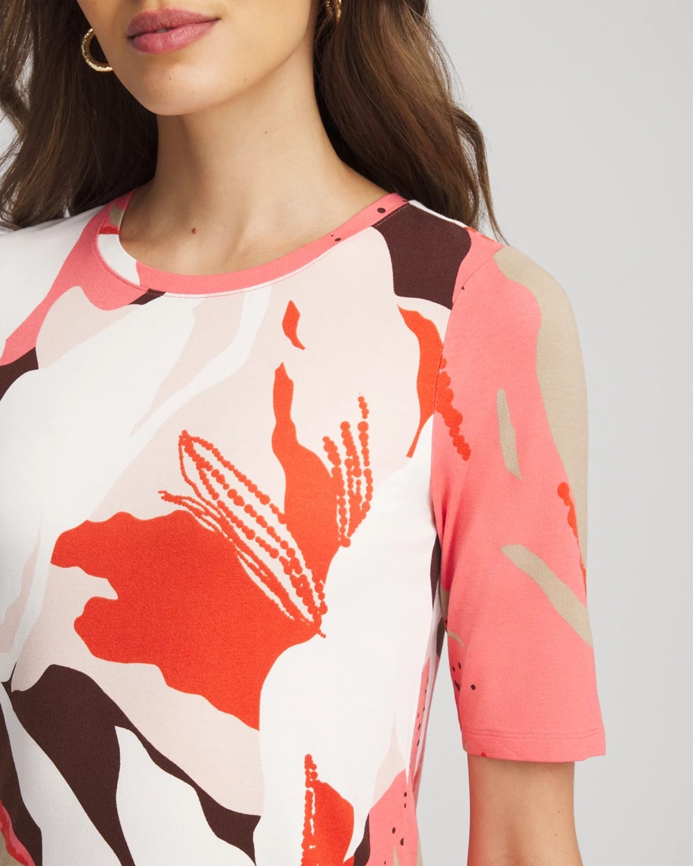 Chico's Touch of Cool™ Elbow-Sleeve Perfect Tee SIESTA ROSE