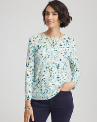 Chico's Printed Touch of Cool™ Layering Tee BLUE MENTHE