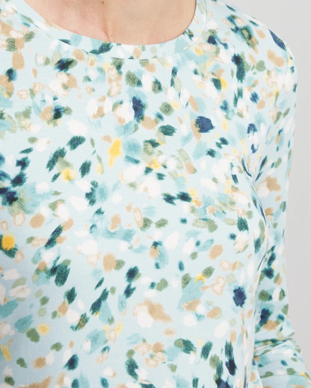 Chico's Printed Touch of Cool™ Layering Tee BLUE MENTHE