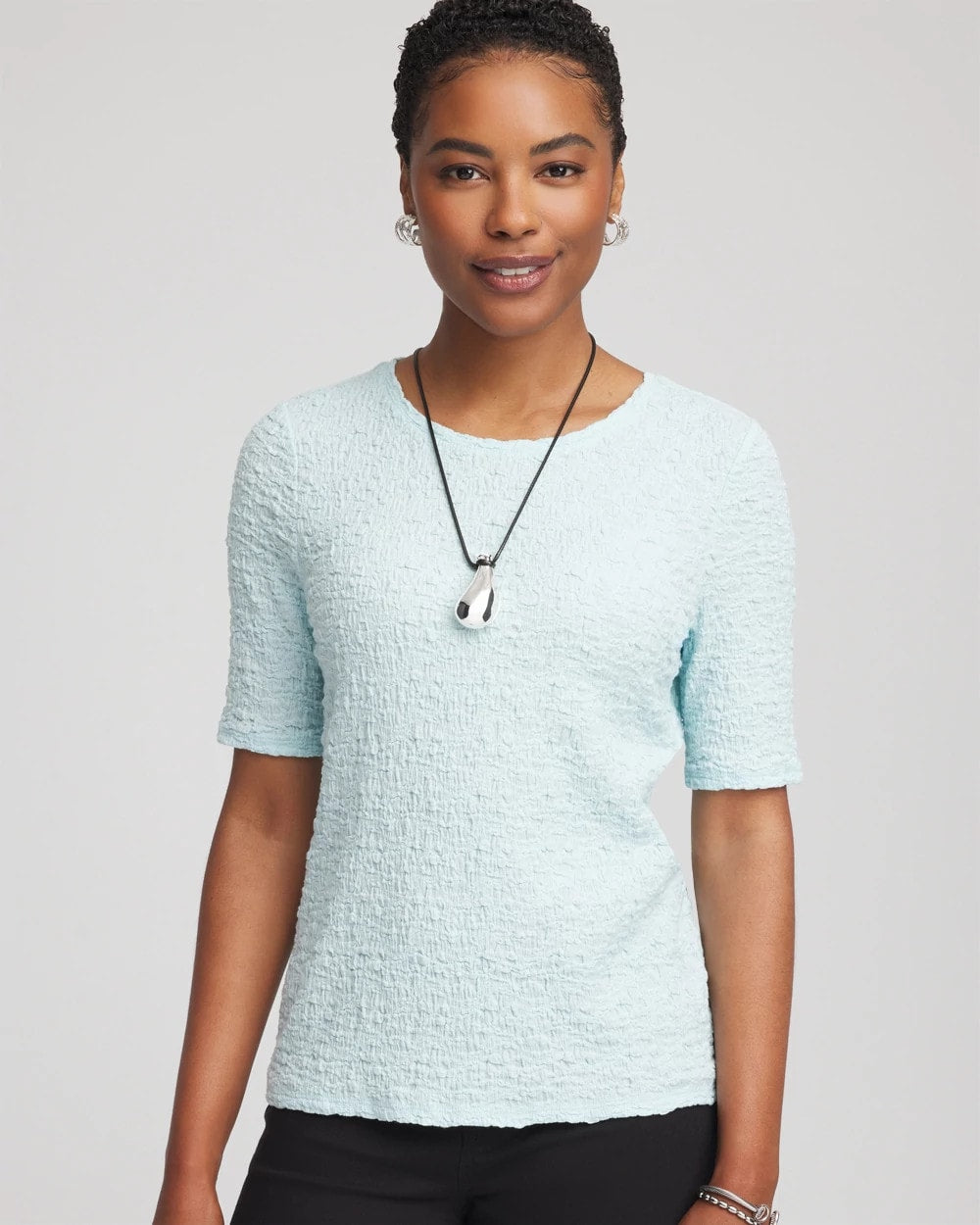 Chico's Textured Short-Sleeve Tee BLUE MENTHE