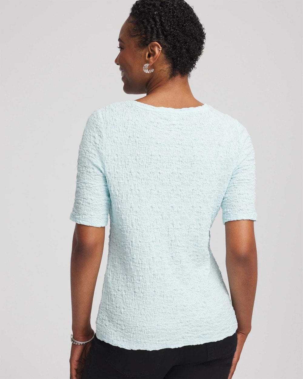 Chico's Textured Short-Sleeve Tee BLUE MENTHE