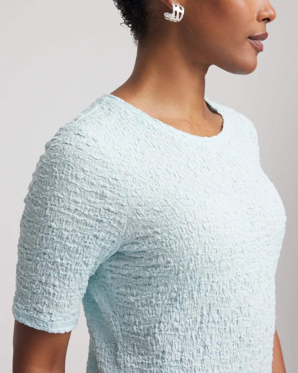 Chico's Textured Short-Sleeve Tee BLUE MENTHE