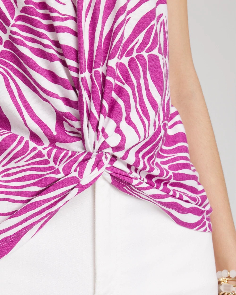 Chico's Jungle Inverted Knot Front Tee AFRICAN VIOLET