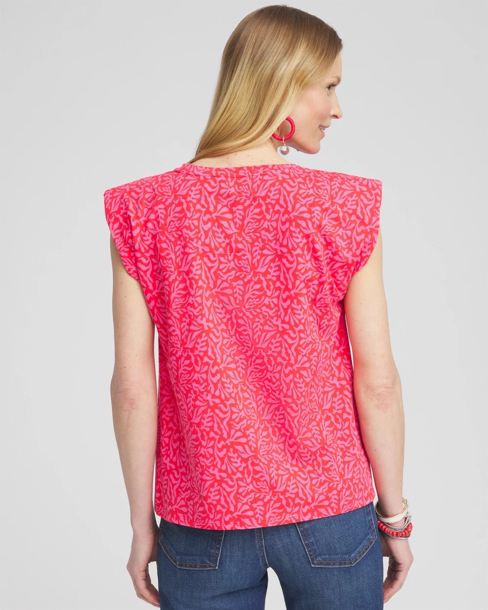 Chico's Island Tuck Sleeve Tee WATERMELON PUNCH
