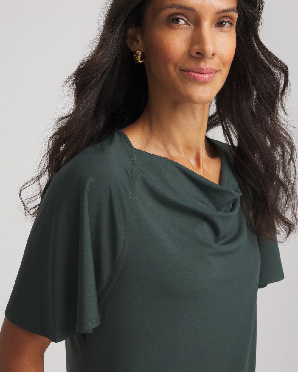 Chico's Jersey Knit Cowlneck Tee DARKEST SPRUCE