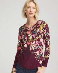 Chico's Touch of Cool™ Paisley Cowl Neck Tee DEEP CHIANTI