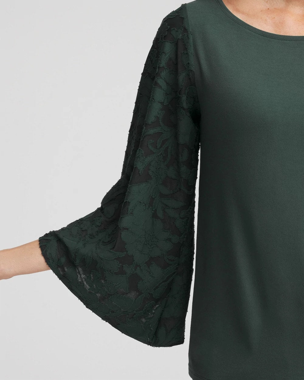 Chico's Touch of Cool™ Burnout Angel-Sleeved Top DARKEST SPRUCE