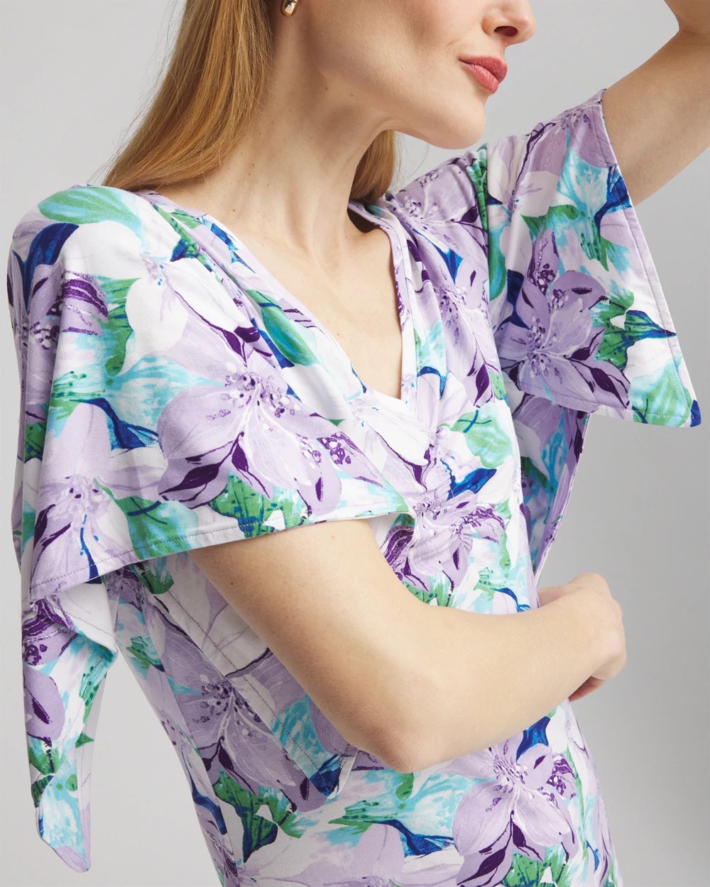 Chico's Touch of Cool™ Lily Handkerchief-Sleeve V-Neck Tee GENTLE LAVENDER