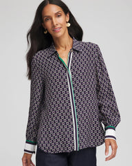 Chico's Faux Silk Twill Shirt PASSPORT BLUE