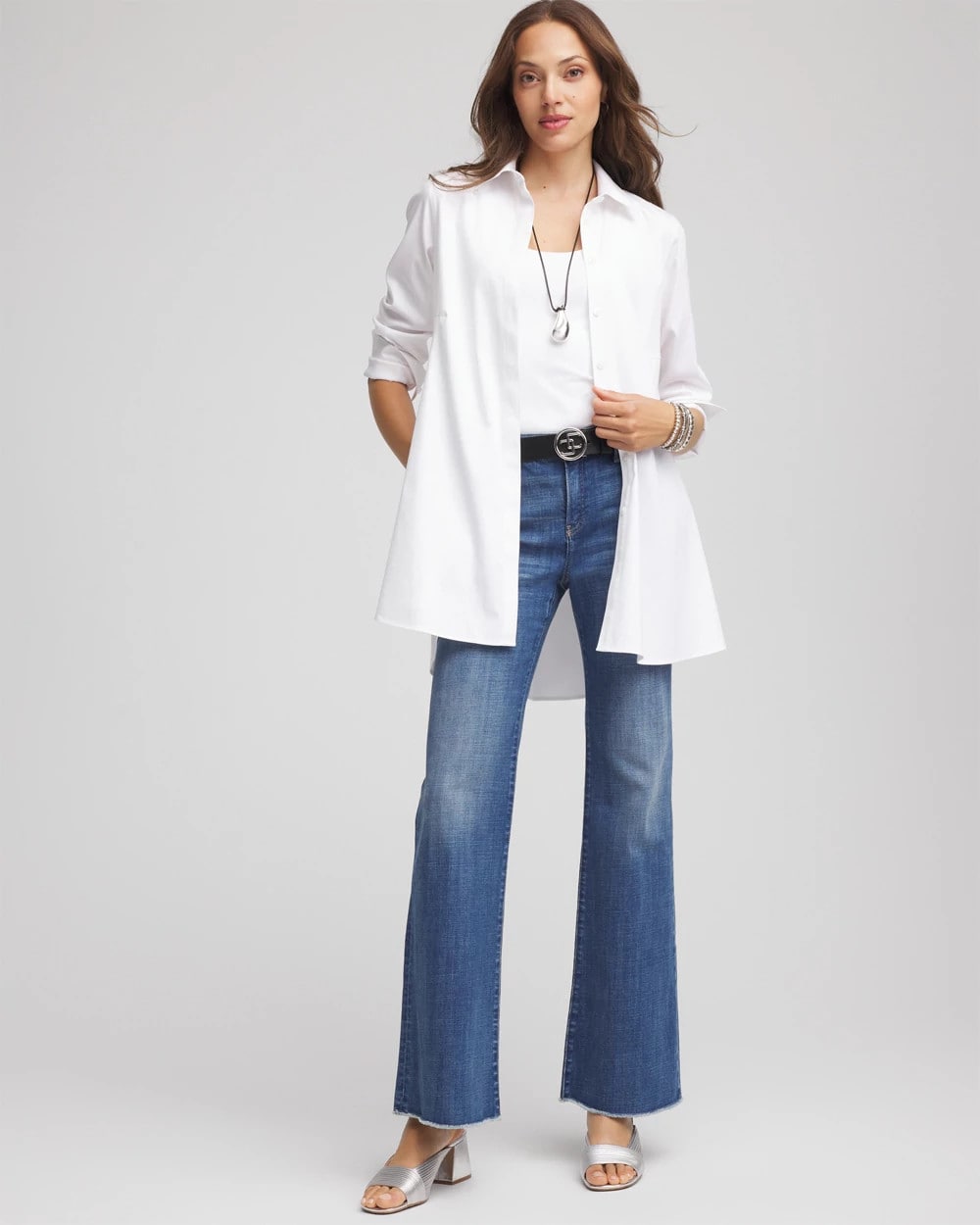 Chico's No Iron™ Pocketed Tunic OPTIC WHITE