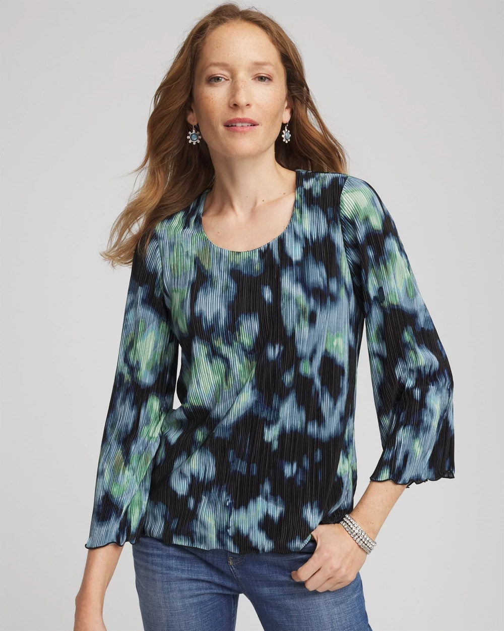 Chico's Bodre Flare Sleeve Top BLACK