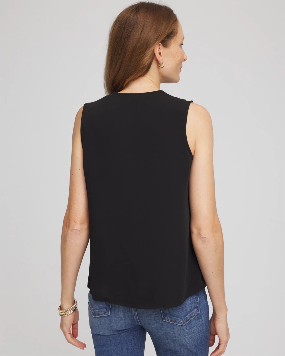 Chico's Satin Ruffle Tank BLACK