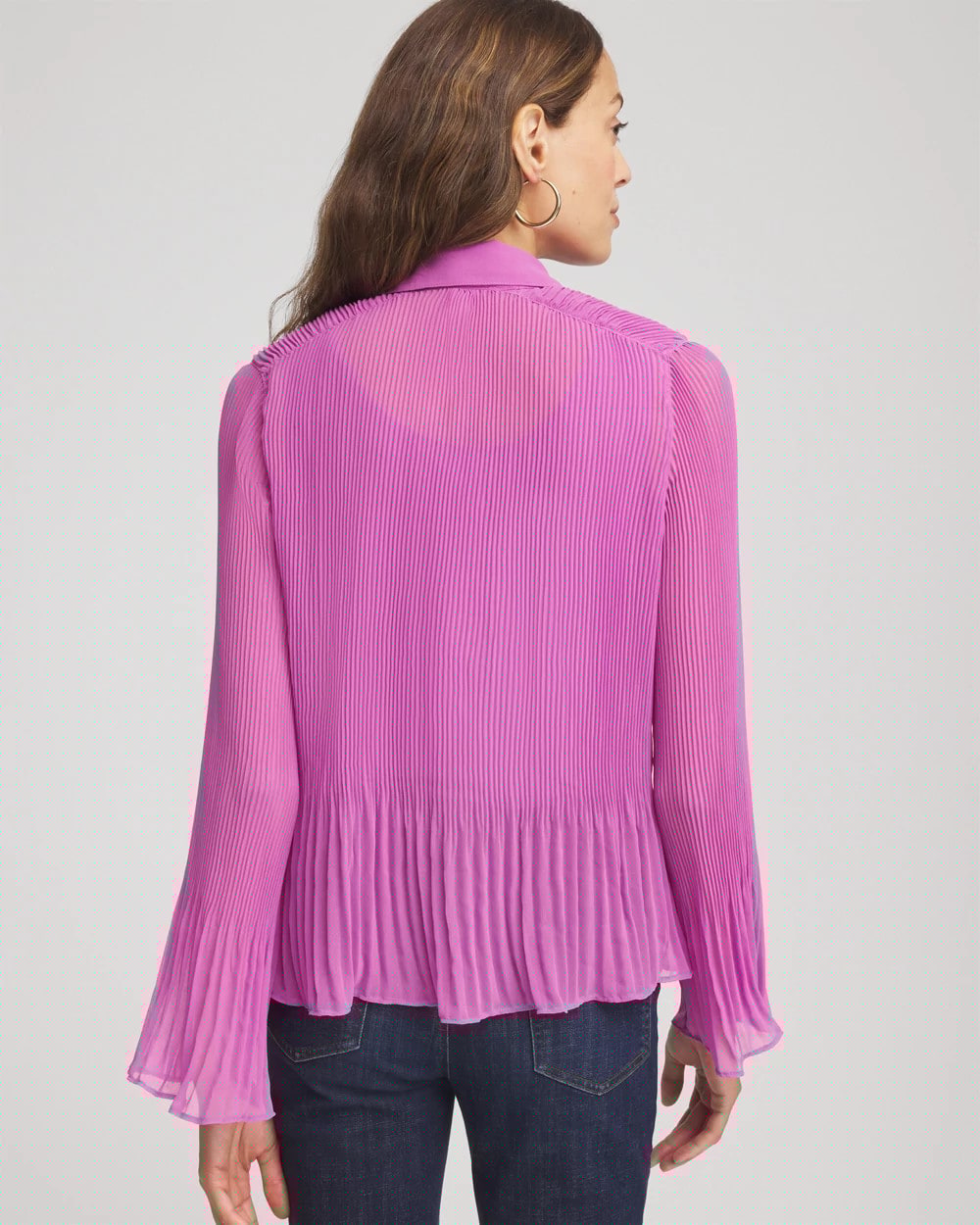 Chico's Pleated Georgette Blouse GOOSEBERRY