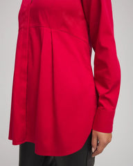 Chico's No Iron™ Peplum Pleated Shirt CARMINE RED