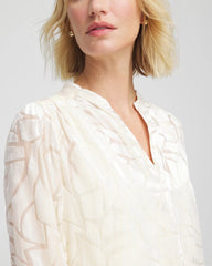 Chico's Cream Burnout Pullover Blouse ENGLISH CREAM