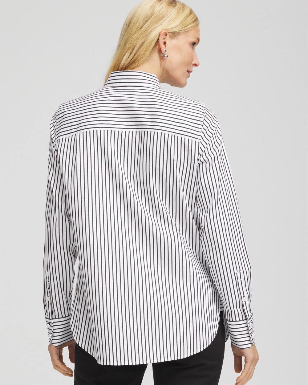 Chico's No Iron™ Lurex Striped Shirt OPTIC WHITE