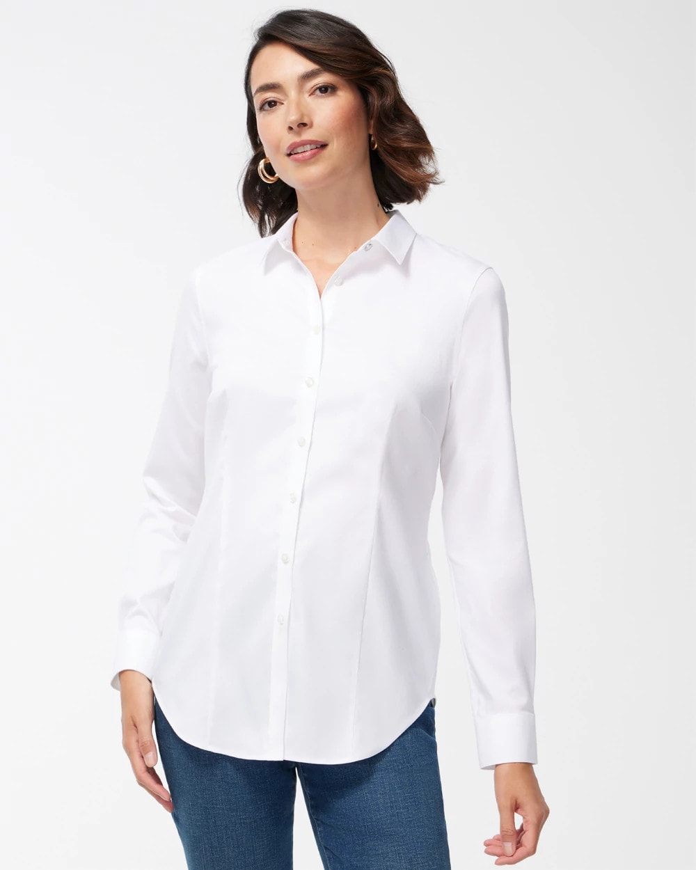 Chico's No Iron™ Fitted Stretch Shirt OPTIC WHITE