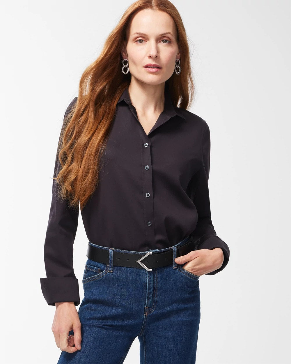 Chico's No-Iron™ Stretch Shirt BLACK