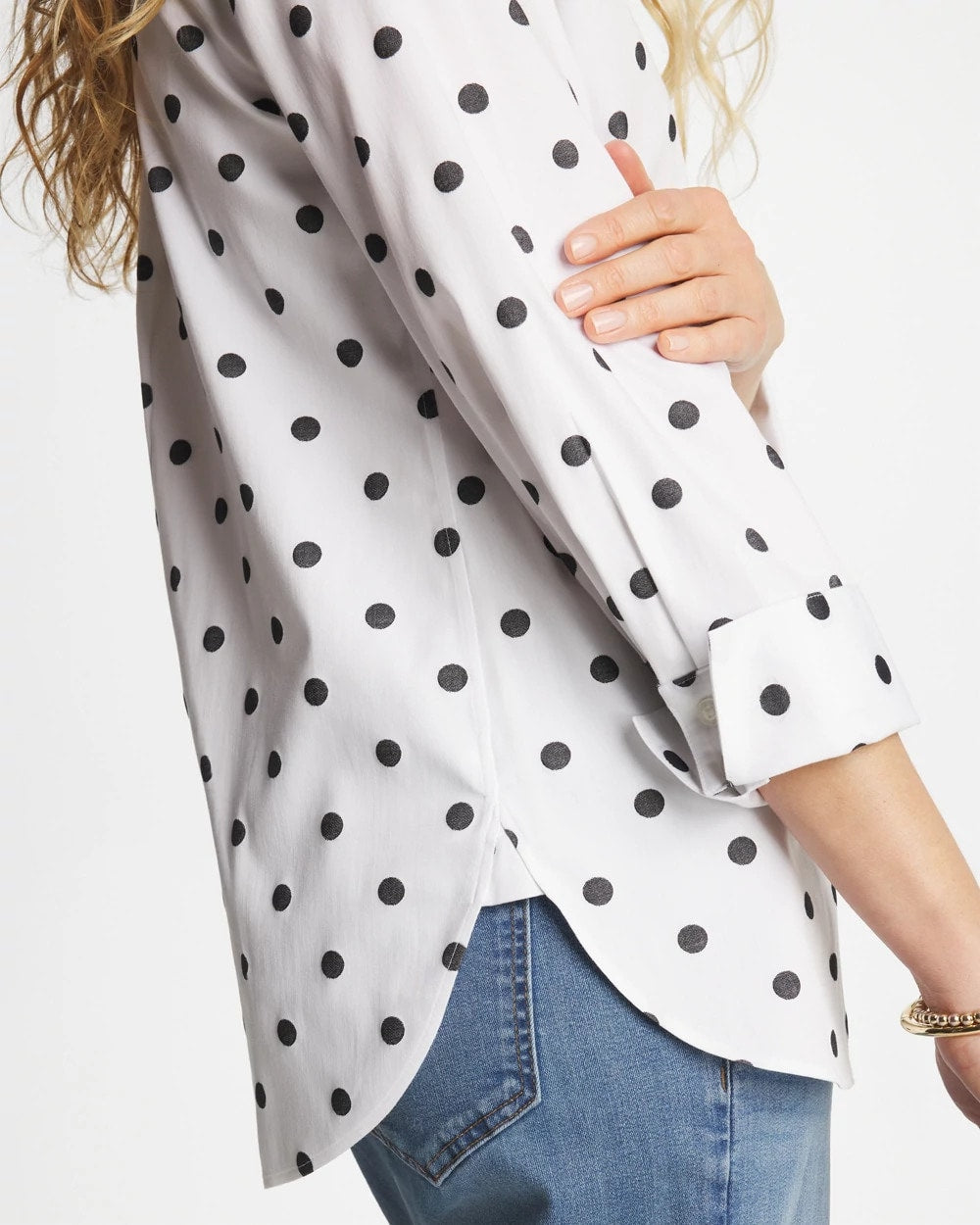 Chico's No Iron™ Stretch Perfect Dots Shirt OPTIC WHITE