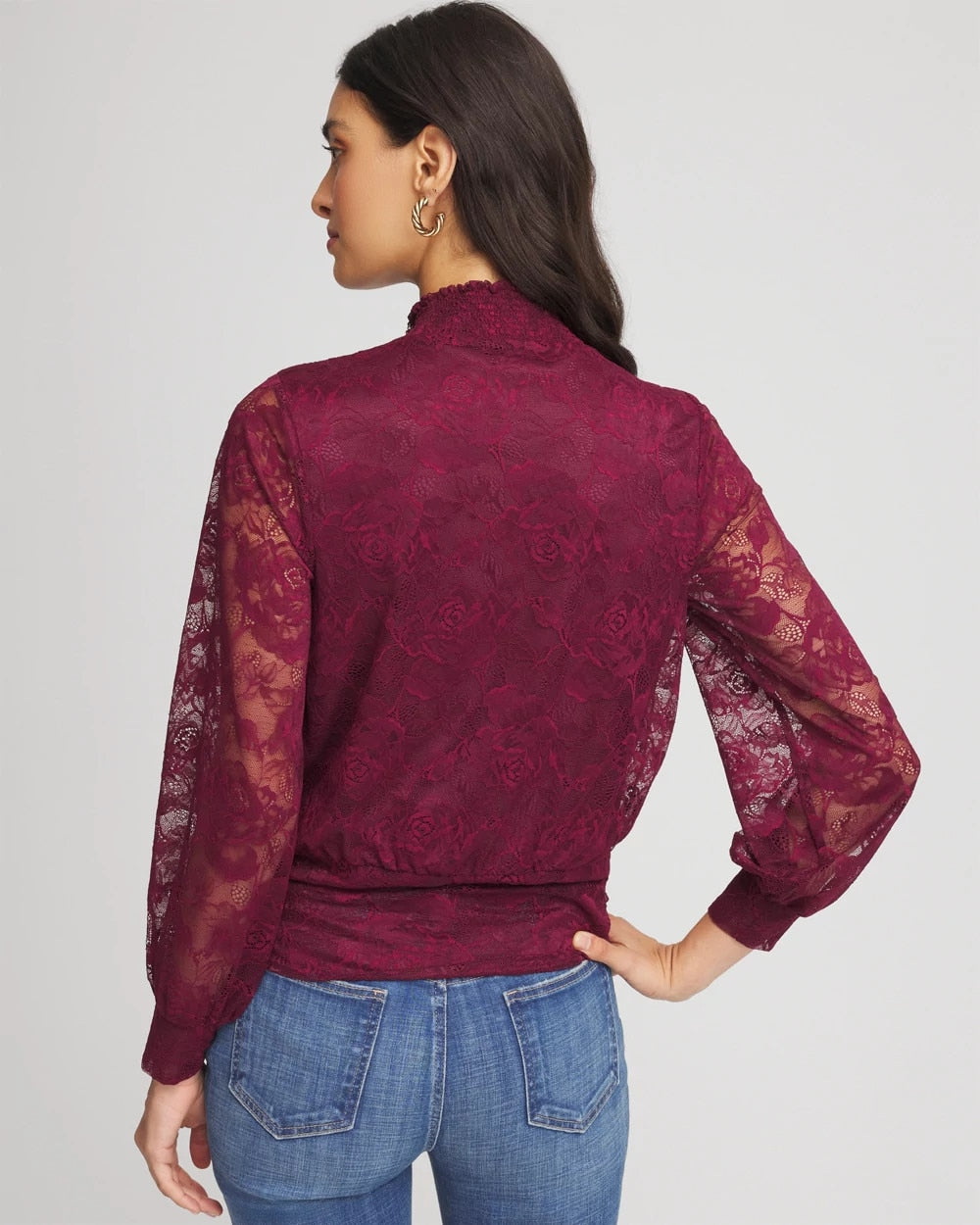 Chico's Tie-Neck Banded-Bottom Top DEEP CHIANTI