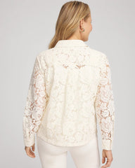 Chico's Classic-Fit Collared Lace Shirt ENGLISH CREAM