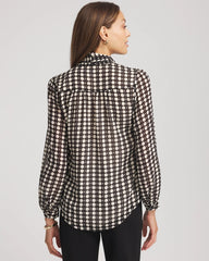 Chico's Clip-Dot Tie-Front Blouse BLACK