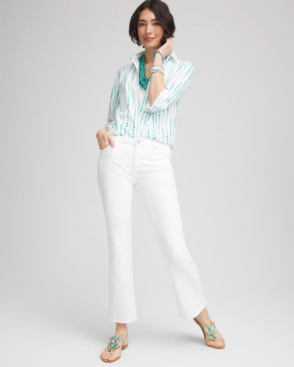 Chico's No Iron™ Sateen Bubble Print Shirt SEASPRAY