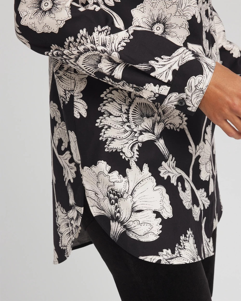 Chico's No Iron™ Bryne Bloom Stretch Tunic BLACK