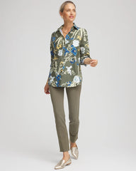 Chico's No Iron™ Printed Sateen Shirt NETTLE LEAF