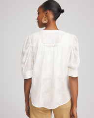 Chico's Chiffon Puff Sleeve Shirt ECRU