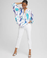 Chico's Batwing Sleeve Top PARADISO BLUE