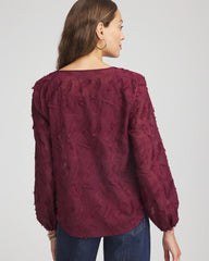 Chico's Feathered Pullover Peasant Blouse DEEP CHIANTI