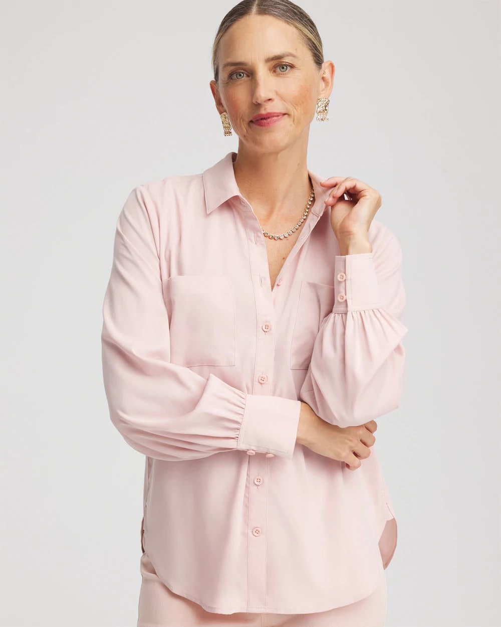 Chico's Classic-Fit Collared Shirt ROSE SMOKE