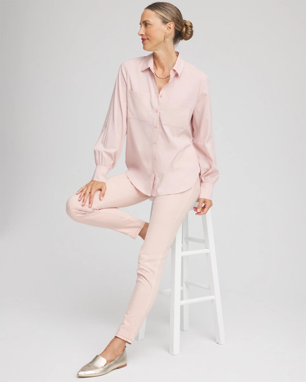 Chico's Classic-Fit Collared Shirt ROSE SMOKE
