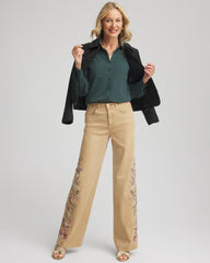 Chico's Classic-Fit Collared Shirt DARKEST SPRUCE