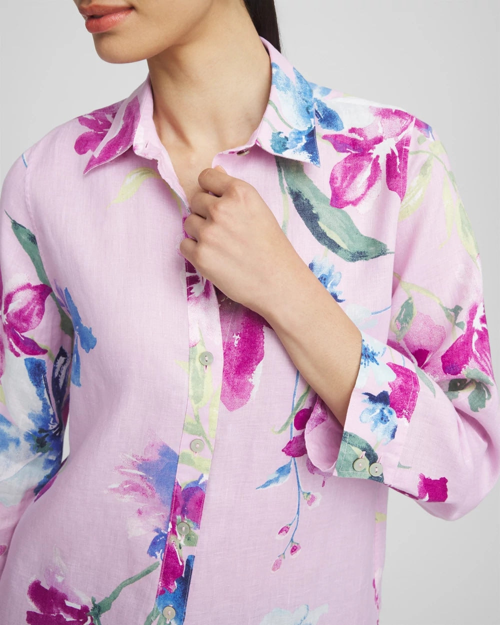 Chico's No Iron™ Floral Linen Shirt ORCHID BLOSSOM
