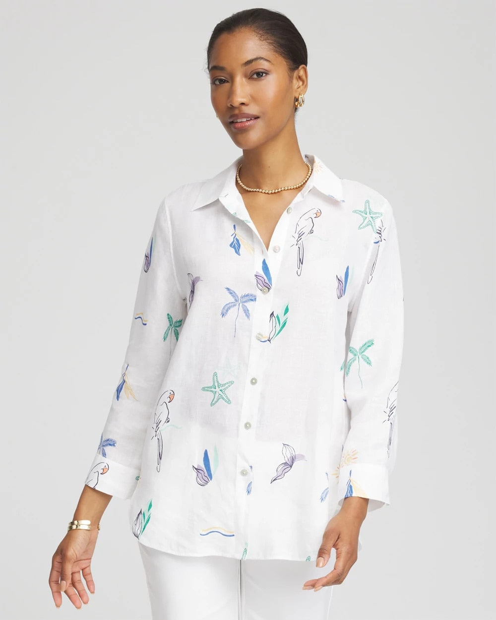 Chico's No Iron™ Island Linen Shirt OPTIC WHITE