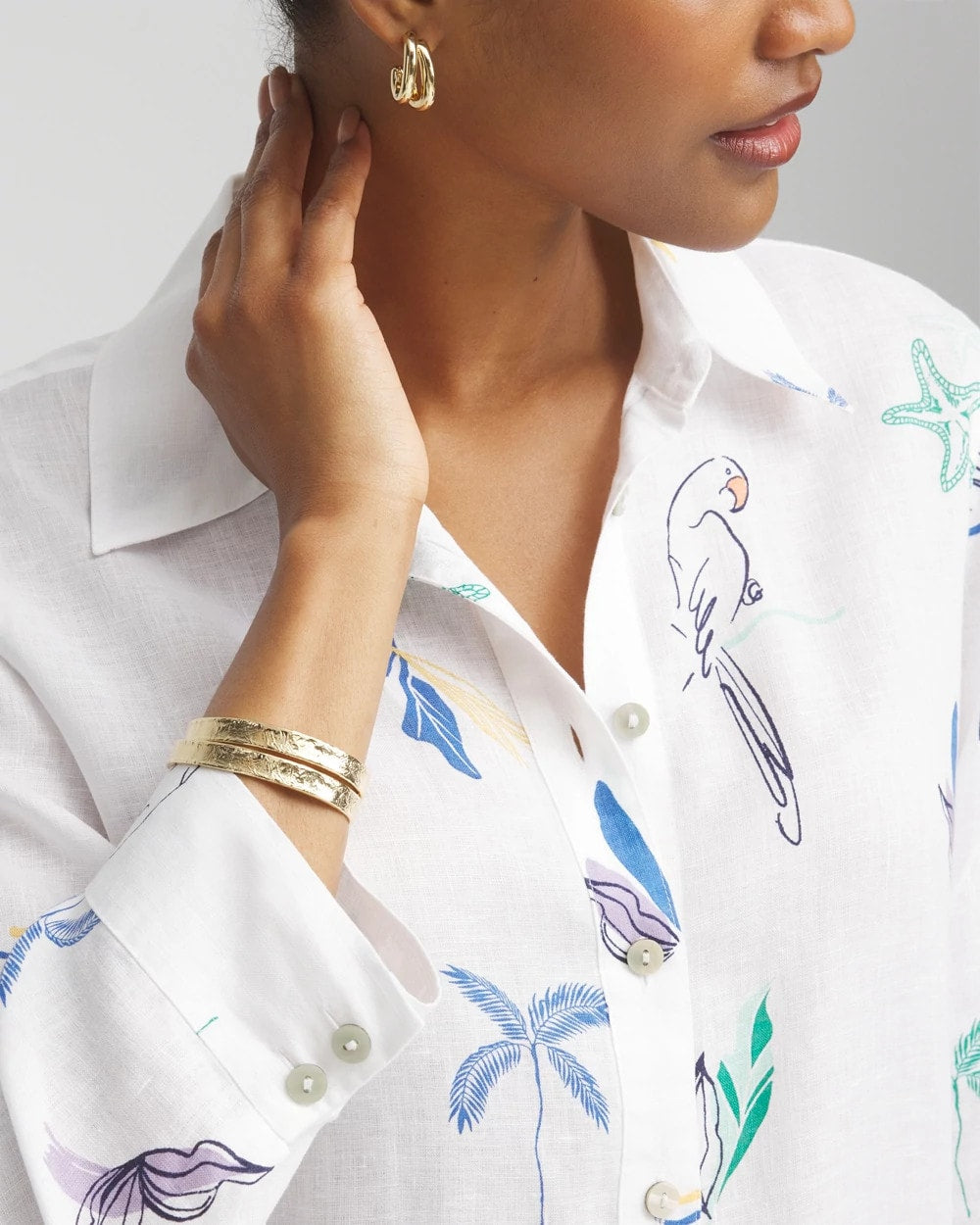 Chico's No Iron™ Island Linen Shirt OPTIC WHITE