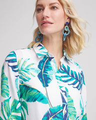 Chico's No Iron™ Palm Print Linen Shirt SEASPRAY