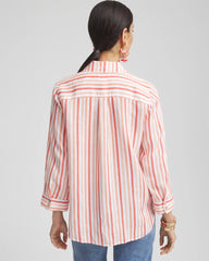 Chico's No Iron™ Striped Linen Shirt CORAL BLOSSOM