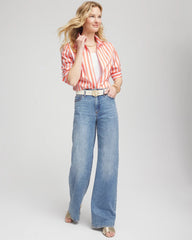 Chico's No Iron™ Vacation Stripes Shirt SUNSET PEACH