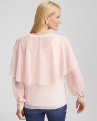 Chico's Georgette Cape Blouse ROSE SMOKE