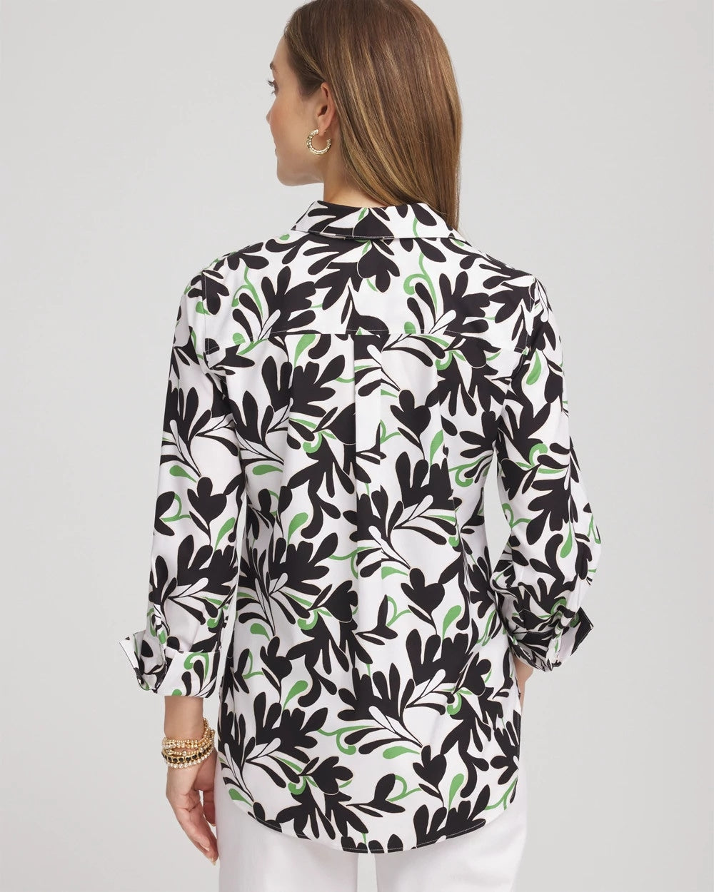 Chico's No Iron™ Abstract Floral Shirt SALTED LIME