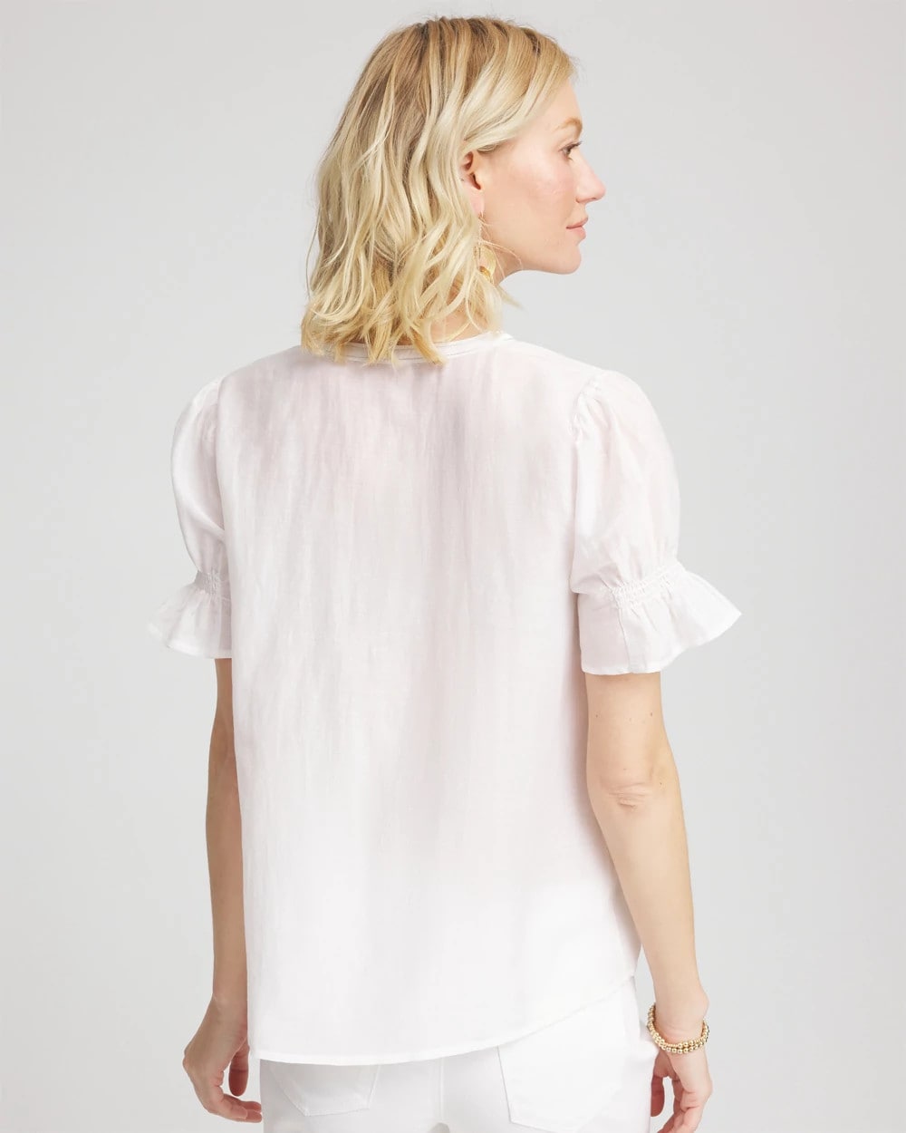 Chico's Pleated Cotton-Silk Shirt ALABASTER