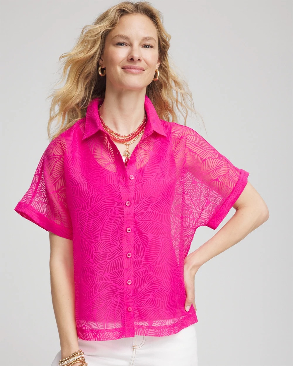 Chico's Deco Burnout Shirt CRUSHED BERRIES