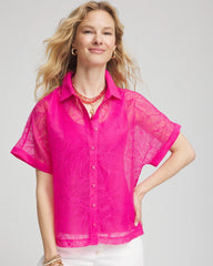 Chico's Deco Burnout Shirt CRUSHED BERRIES